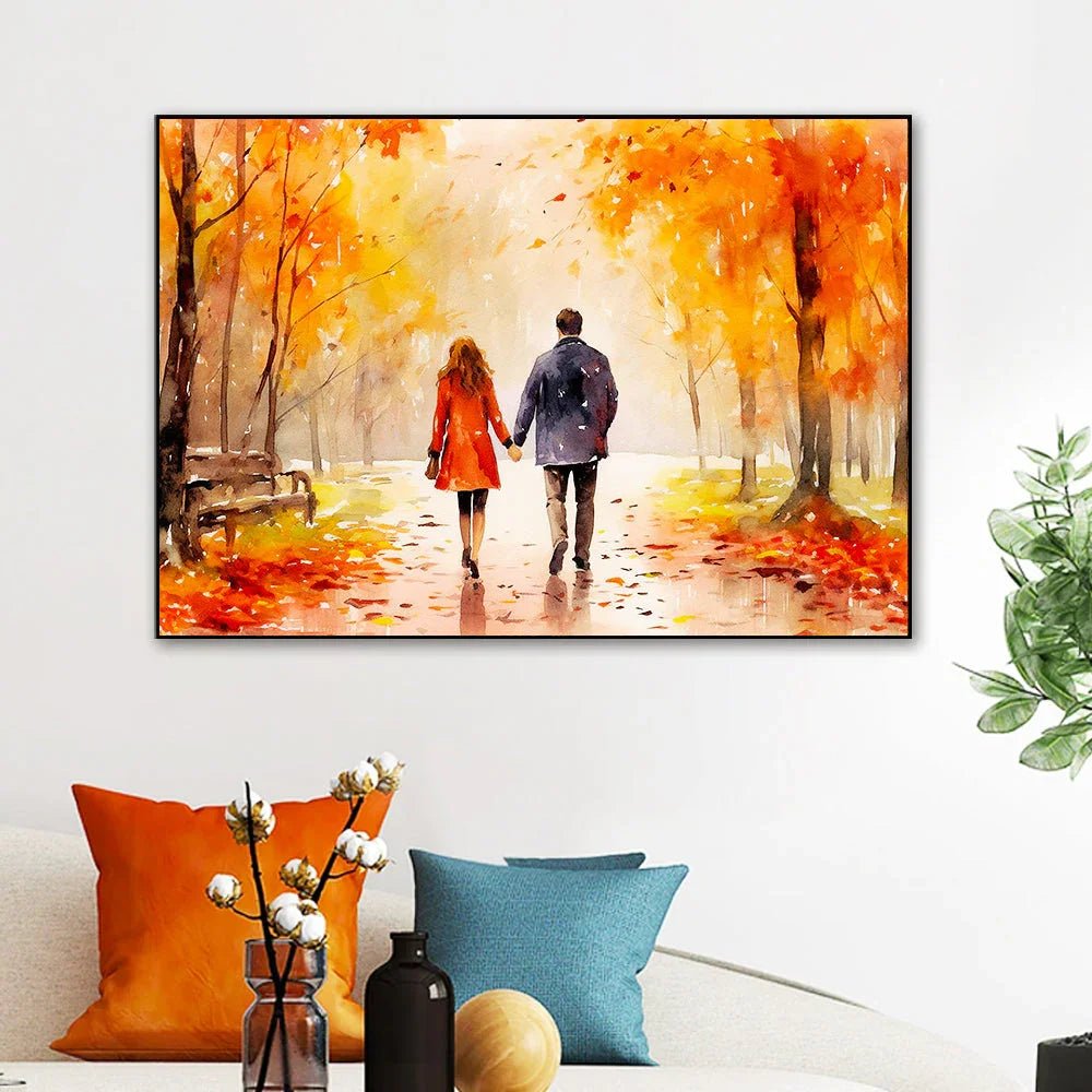 Beautiful Couple Holding Hands and Walking Canvas Wall Paintings & Arts - All India Decor