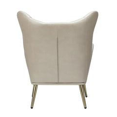 Hedley Cream Leather Accent Chair with Golden Legs - All India Decor