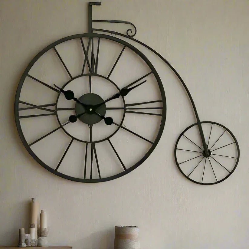 Cycle Shape Metal Wall Clock 36 x 42 Inches Rust Free - All India Decor