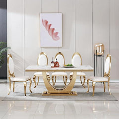 The Sterling Metal Dining Table 6 Seater In Golden - All India Decor