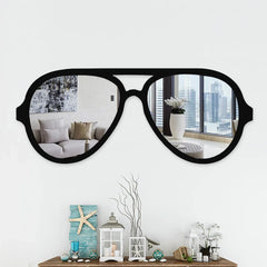 Beautiful Decorative Sunglasses Shape Wall Mirror With Black Finish Frame - All India Decor