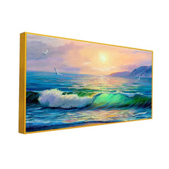 Big Panoramic Beautiful Sea Sunset Scenery Canvas Painting - All India Decor