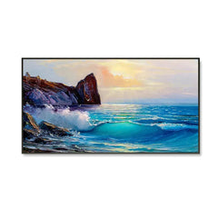 Beautiful Seascape with Sunrise Canvas Printed Wall Paintings & Wall Art - All India Decor