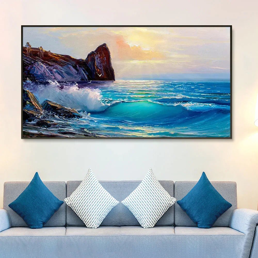 Beautiful Seascape with Sunrise Canvas Printed Wall Paintings & Wall Art - All India Decor