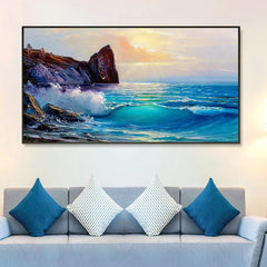 Beautiful Seascape with Sunrise Canvas Printed Wall Paintings & Wall Art - All India Decor