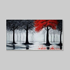 Woodland Red & Black Canvas Panoramic Wall Painting - All India Decor