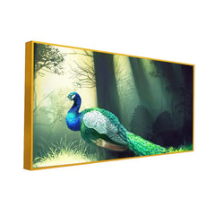 Peacock in Forest Canvas Painting - All India Decor