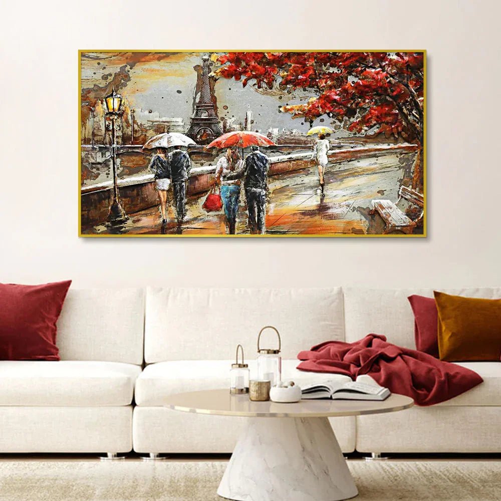 Romantic Couple in Paris Canvas Art Wall Painting - All India Decor