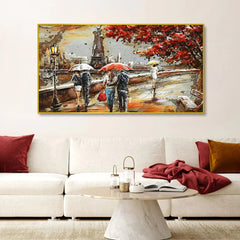 Romantic Couple in Paris Canvas Art Wall Painting - All India Decor