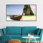 House Boat and Lake Scenery Canvas Painting - All India Decor
