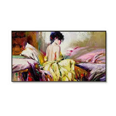 Beautiful Lady Charming Retro Canvas Art with Wall Painting - All India Decor