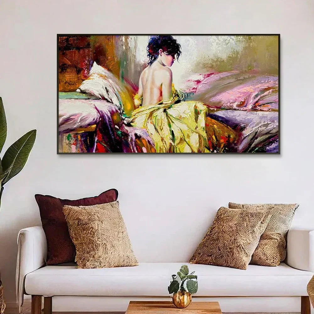 Beautiful Lady Charming Retro Canvas Art with Wall Painting - All India Decor