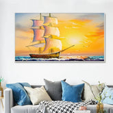 Beautiful Ship in the Sea Scenery Canvas Wall Painting - All India Decor