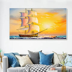 Beautiful Ship in the Sea Scenery Canvas Wall Painting - All India Decor
