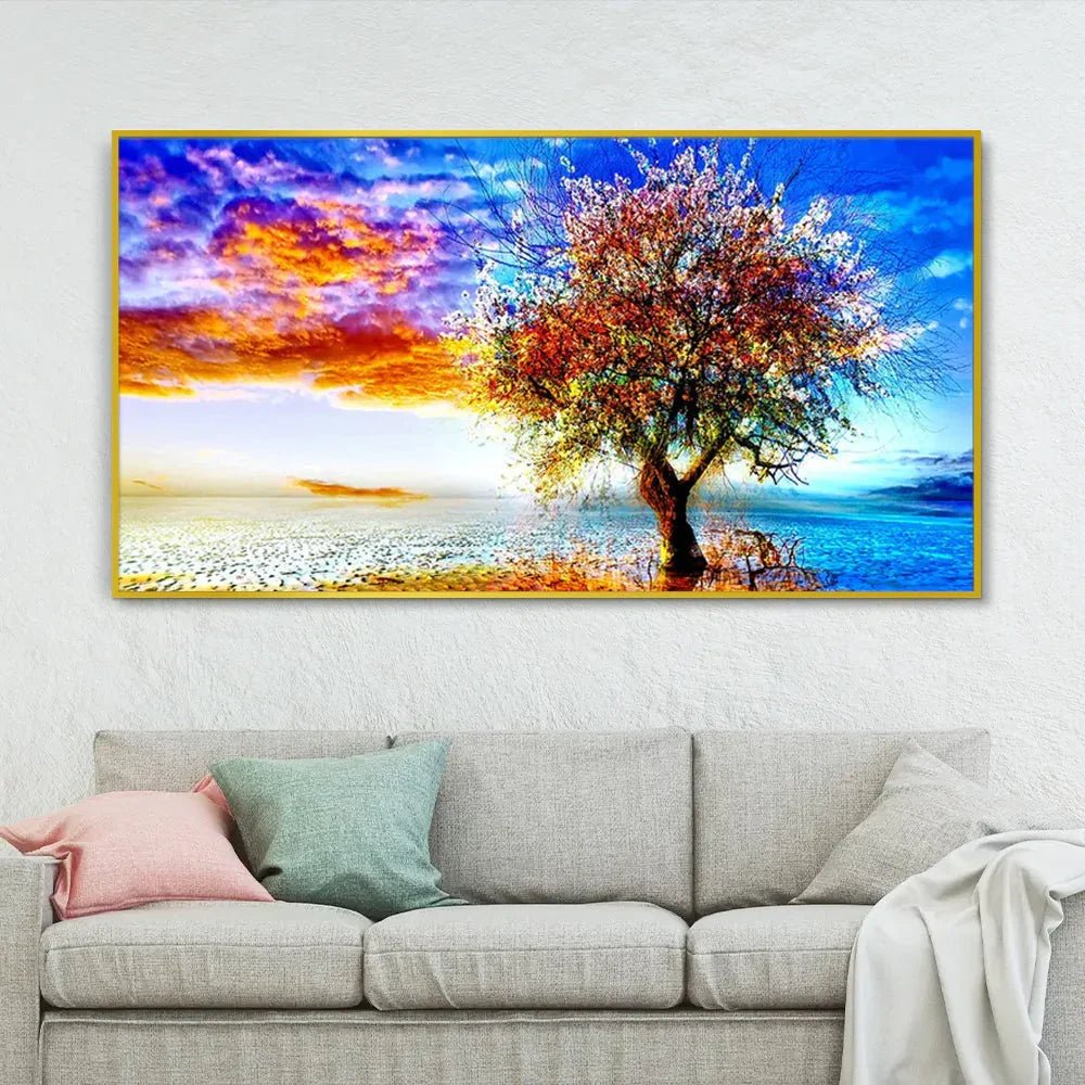 Big Panoramic Abstract Tree Wall Paintings & Canvas Wall Art - All India Decor