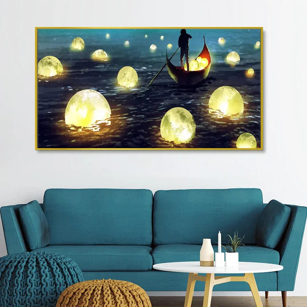 Lake of Moons Fantasy Canvas Wall Painting - All India Decor
