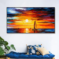 Sunset Natural Scenery Big Panoramic Canvas Wall Painting - All India Decor