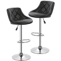 Easy Back Rest Coral Black Comfy Leatherette Bar Stool / Long Chair - All India Decor
