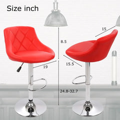 Easy Back Rest Coral Red Comfy Leatherette Bar Stool / Long Chair - All India Decor