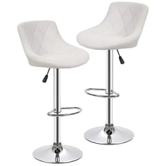 Easy Back Rest White Comfy Leatherette Bar Stool / Long Chair - All India Decor