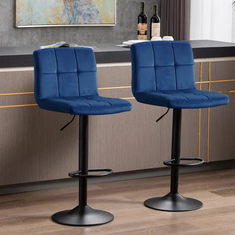Royal Blue Plush Feel Velvet Counter Bar Chair / Long Chair - All India Decor