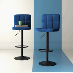 Royal Blue Plush Feel Velvet Counter Bar Chair / Long Chair - All India Decor