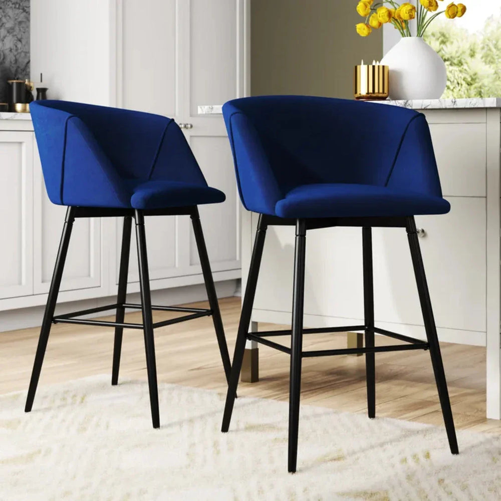 Luxurious Comfy Blue Velvet Counter Bar Chair / Long Chair - All India Decor