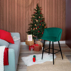 Luxurious Comfy Green Velvet Bar Chair / Long Chair - All India Decor