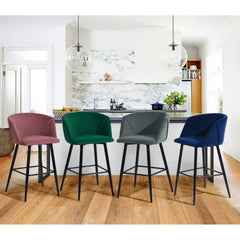 Luxurious Comfy Green Velvet Bar Chair / Long Chair - All India Decor