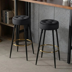 Plush Comfy Velvet Black Bar Stool / High Stool - All India Decor