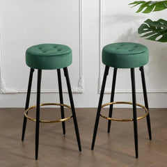 Plush Comfy Velvet Green Bar Stool / High Stool - All India Decor