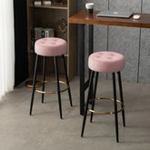 Plush Comfy Velvet Pink Bar Stool / High Stool - All India Decor