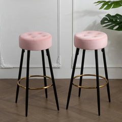Plush Comfy Velvet Pink Bar Stool / High Stool - All India Decor