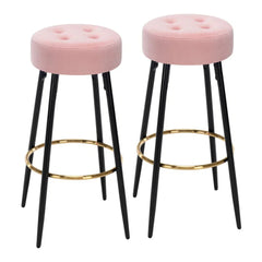 Plush Comfy Velvet Pink Bar Stool / High Stool - All India Decor
