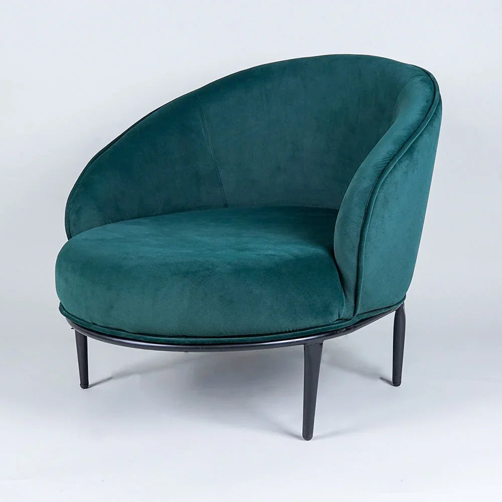 Low-floor Premium Emerald Green Velvet Lounge Chair - All India Decor