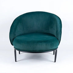 Low-floor Premium Emerald Green Velvet Lounge Chair - All India Decor