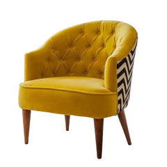 Yellow Wide Backrest Velvet Lounge Chair - All India Decor