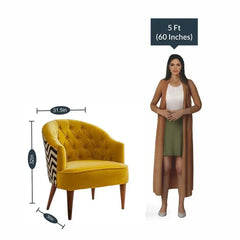 Yellow Wide Backrest Velvet Lounge Chair - All India Decor