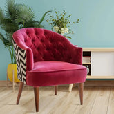 Red Wide Backrest Velvet Lounge Chair - All India Decor