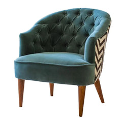 Sea Green Wide Backrest Velvet Lounge Chair - All India Decor