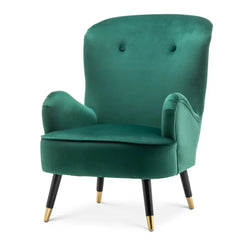 Luxury Green Velvet Lounge Chair With Ottoman - All India Decor
