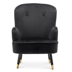 Luxury Black Velvet Lounge Chair With Ottoman - All India Decor
