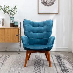 Tufted Curvy Long Back Sea Green Lounge Chair With Ottoman - All India Decor
