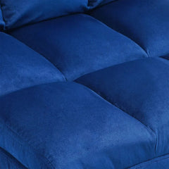 Square Tufted Blue Velvet Chair With Footrest - All India Decor