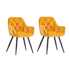 Bright Yellow Comfy Padded Tufted Velvet Lounge Chair - All India Decor