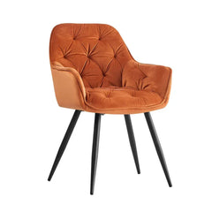 Rich Orange Comfy Padded Tufted Velvet Lounge Chair - All India Decor