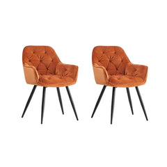 Rich Orange Comfy Padded Tufted Velvet Lounge Chair - All India Decor