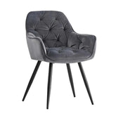 Rich Grey Comfy Padded Tufted Velvet Lounge Chair - All India Decor