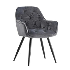 Rich Grey Comfy Padded Tufted Velvet Lounge Chair - All India Decor