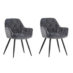 Rich Grey Comfy Padded Tufted Velvet Lounge Chair - All India Decor
